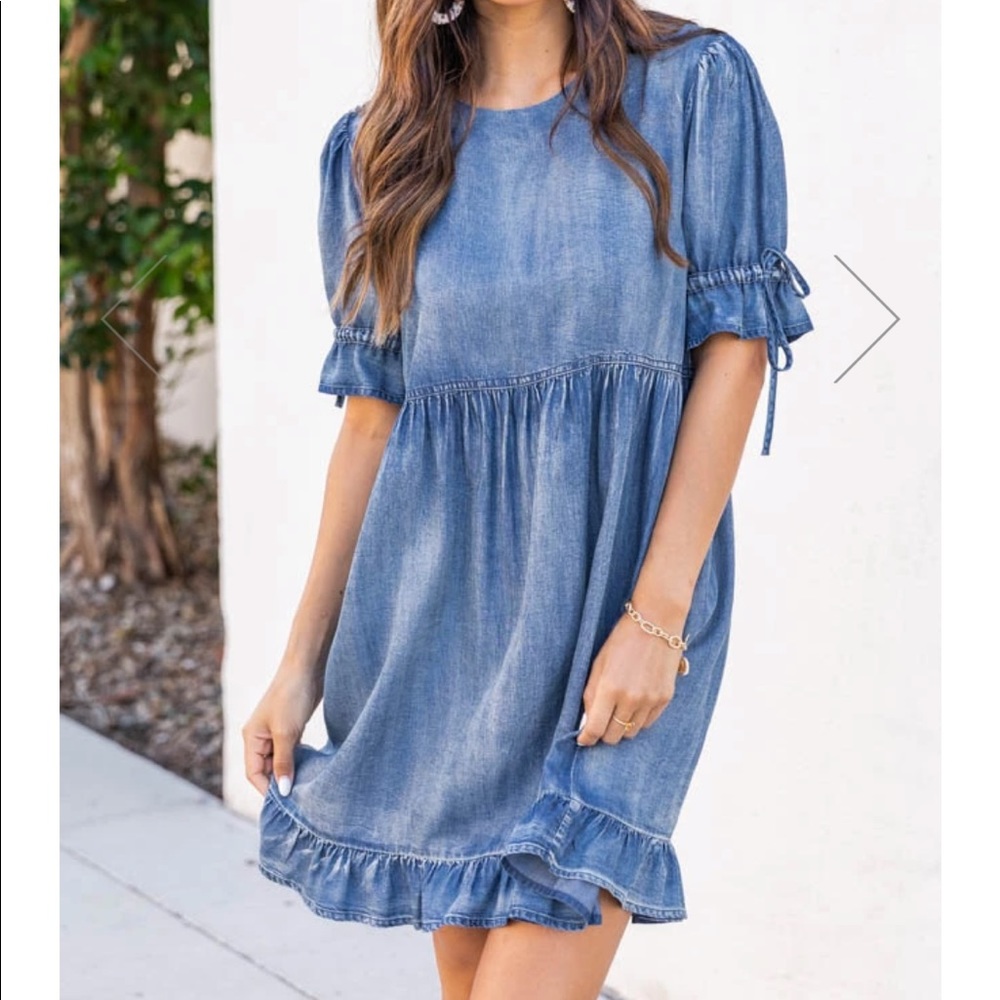 Marketside City Tiered Babydoll Denim Dress